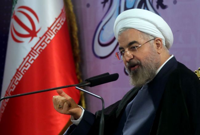 Iranian President Hassan Rouhani speaks during a press conference in Tehran on Saturday.   AFP
