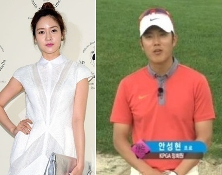 성유리(좌부터/탤런트/가수/핑클),안성현(골프코치/골퍼)
배우 성유리(33)가 동갑내기 ‘훈남’ 골프선수 안성현(33)과 열애 중인 소식이 알려져 온랑니 게시판을 뜨겁게 달구고 있다. 특히 ‘힐링캠프’ 안주인들이 잇따라 운동선수와 결혼 및 열애설의 주인공이 되며 더욱 화제가 되고 있다.