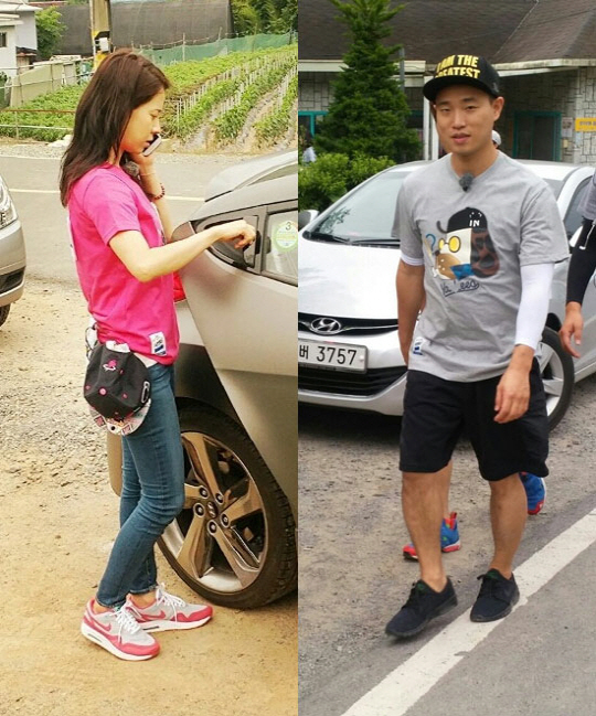 송지효(좌부터/천성임/영화배우/탤런트),개리(강희건/가수/리쌍)
SBS 인기 예능프로그램인 ‘런닝맨’ 팀이 경북 영천 운주산에 나타났다.