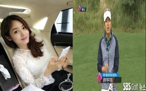▲성유리 안성현 열애(사진=성유리 SNS, SBS 골프 화면 촬영)