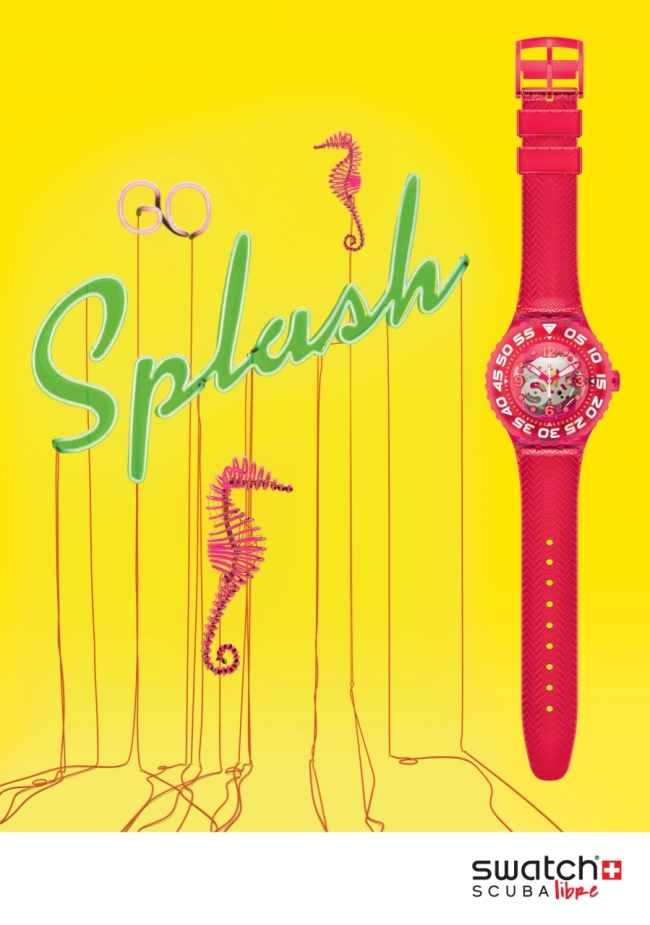 스와치(SWATCH)가 여름 휴가철 물놀이용 시계로 적합한 ‘2014 스쿠바 리브레(SCUBA LIBRE)’ 컬렉션을 출시한다.
스쿠바 리브레 컬렉션은 해변이나 수영장, 워터파크 등 수상 레져 활동 시 착용하기 좋은 방수시계다. 2014년 트렌드인 네온 컬러와 투명 스트랩, 다이얼을 접목한 디자인으로 출시, 화려하고 시원한 비치룩(Beach look)룩과 함께 매치해도 손색없다.