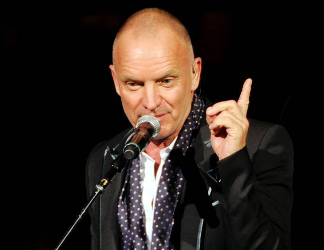 Sting performs at the 25th Anniversary Rainforest Fund benefit concert at Carnegie Hall in New York on April 17.   AP