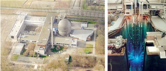 Delft University of Technology’s research center with higher education reactor in the Netherlands (left) and the inside of a reactor (right) (Korea Atomic Energy Research Institute)
