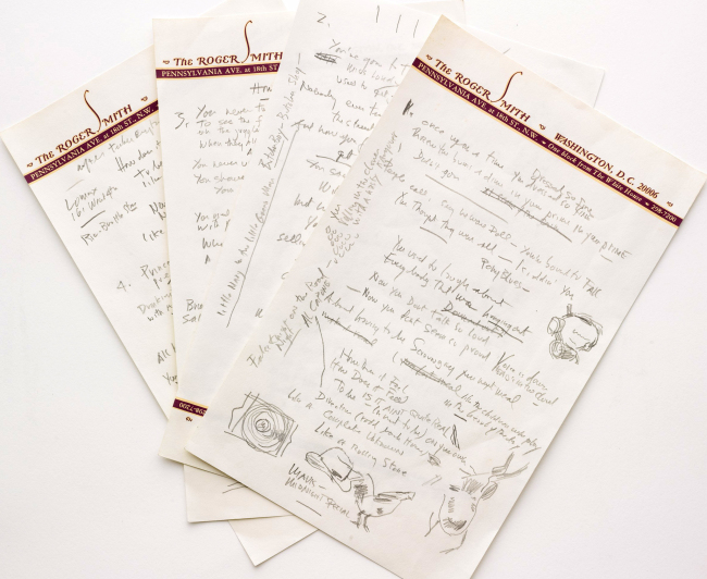 A working draft of Bob Dylan’s “Like a Rolling Stone,” one of the most popular songs of all time.    AP-Yonhap