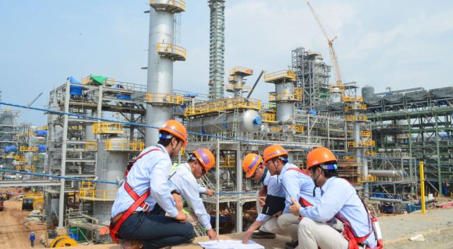 Daelim employees at work at a construction site in the Philippines