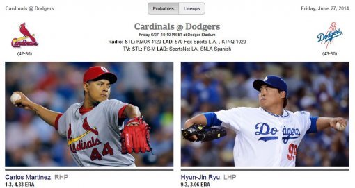 ▲류현진 등판일정(사진=MLB.com 캡처)
