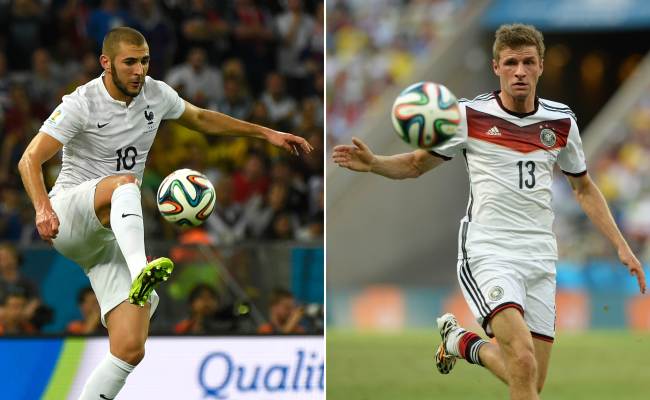 France’s Karim Benzema (left) and Germany’s Thomas Mueller AFP-Yonhap