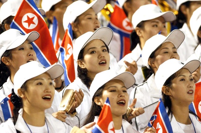 A North Korean cheering squad   (Yonhap)