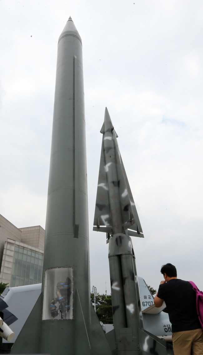 A model Scud missile displayed in the War Memorial of Korea in Seoul.
Yonhap