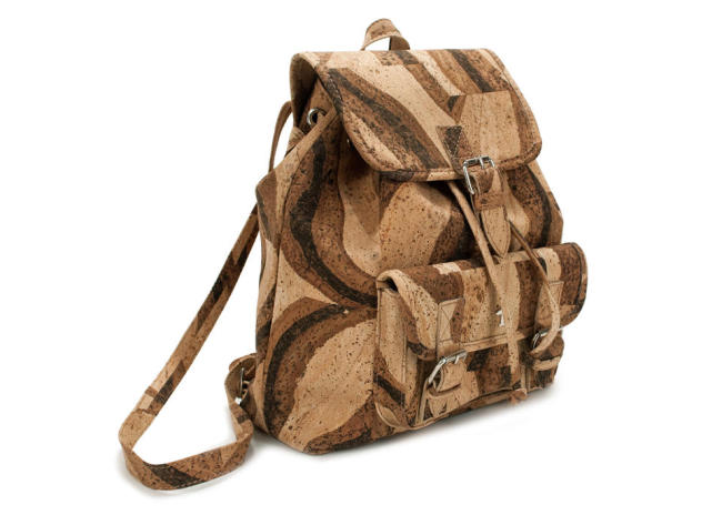 Tiger Bengal backpack made of a cork textile in Portugal.   ShopCorkDesign.com