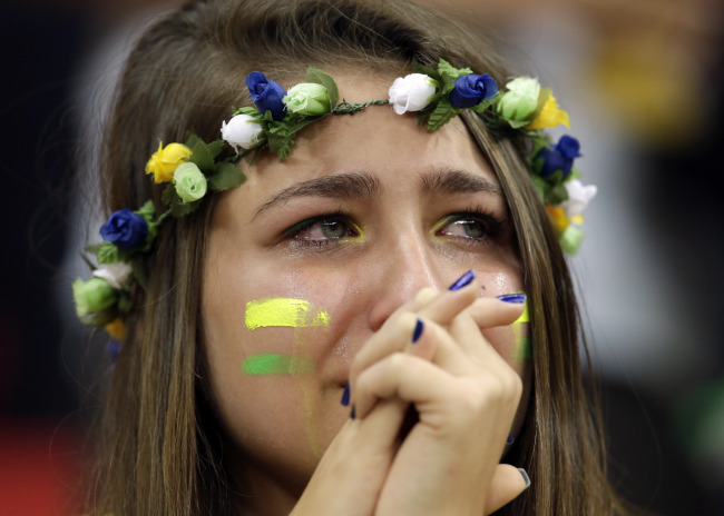 A Brazilian fan cries after the third-place match on Saturday. AP-Yonhap