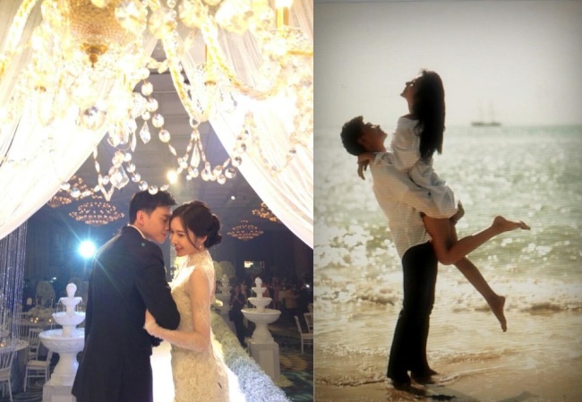 Actress Shin Joo-ah and her husband. (Shin Joo-ah’s facebook)