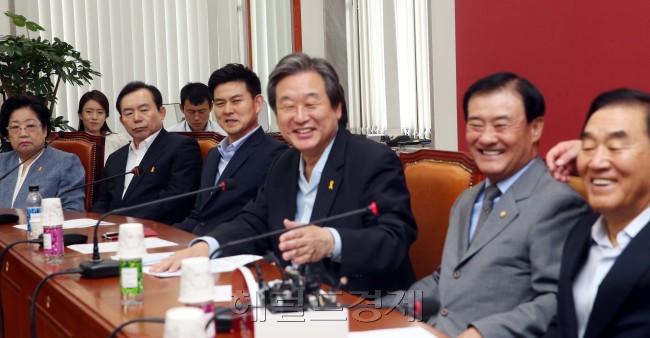김무성  새누리당 대표최고위원이 16일 오전 국회에서 열린  최고중진연석회의를 주재 하고 있다.이길동기자.gdlee@heraldcorp.com