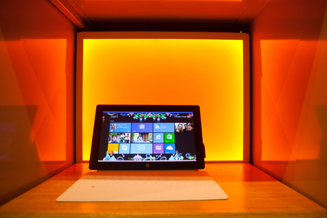 A Surface RT tablet on display inside the new Microsoft store in Berlin.   Bloomberg