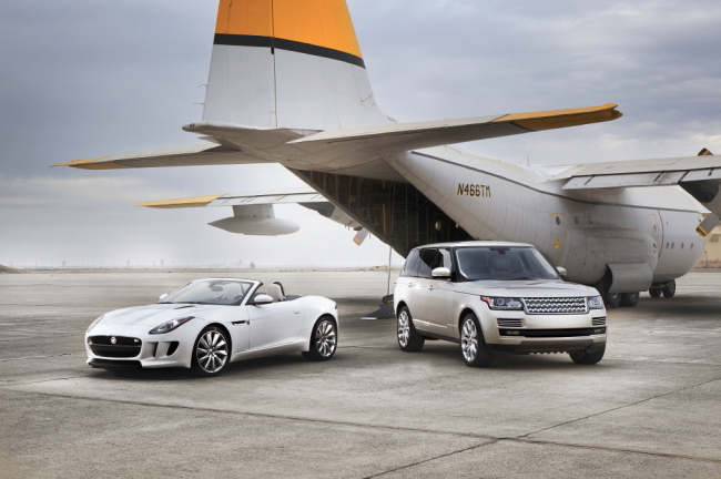 The Jaguar F-Type (left) and the Land Rover Range Rover