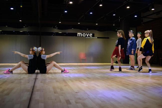 K-pop group Billion rehearse at a studio in Paju north of Seoul on June 10.   AFP