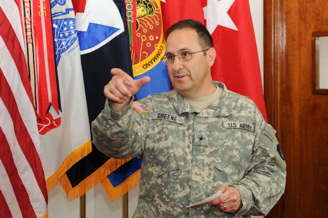 U.S. Army Brig. Gen. Harold J. Greene attends a farewell ceremony at U.S. Army Research, Development and Engineering Command at Aberdeen Proving Ground, Maryland, on May 3, 2011.   EPA-Yonhap