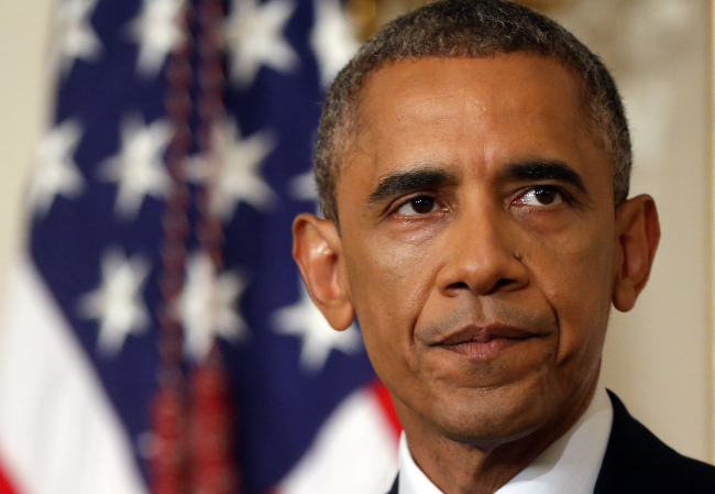 President Barack Obama speaks about the situation in Iraq in the State Dining Room at the White House in Washington, Thursday. (AP)