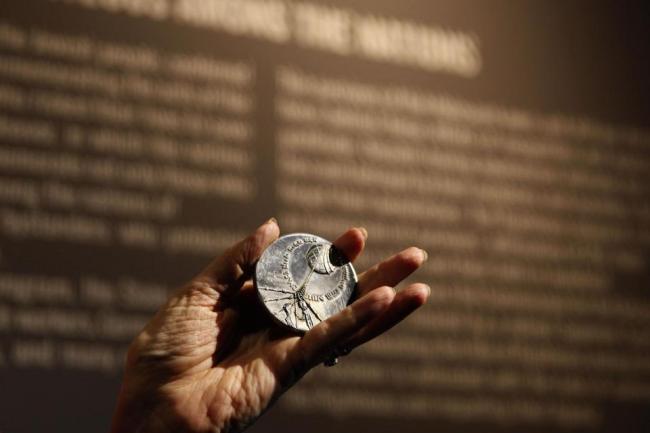 The Righteous Among the Nations medal, which is given to non-Jews who stood up to the Nazi genocide during the Holocaust.   AFP