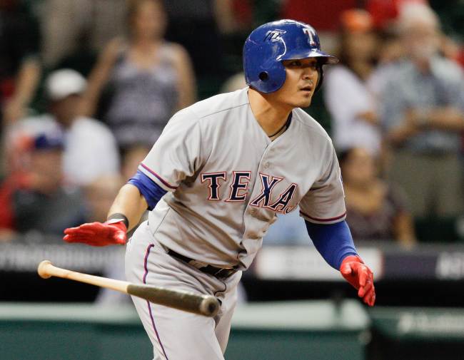 The Texas Rangers’ Choo Shin-soo appeared in only 75 games in the outfield and made 44 starts at designated hitter.   AFP-Yonhap