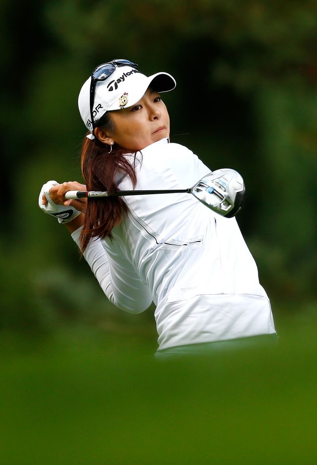 Hur Mi-jung tees off during the LPGA Portland Classic on Saturday.   AFP-Yonhap