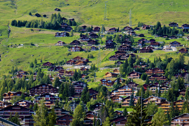 Traditional Swiss chalet-style houses and apartments blocks in Verbier, Switzerland.   Bloomberg