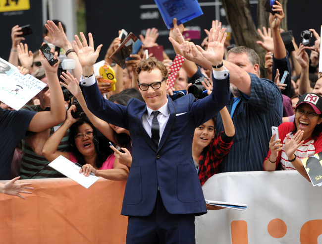 Benedict Cumberbatch attends the premiere of “The Imitation Game” on day six of the Toronto International Film Festival at the TIFF Bell Lightbox in Toronto on Tuesday.   AP-Yonhap