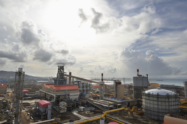 An aerial view of Krakatau POSCO, a joint venture between POSCO and Krakatau Steel, in Cilegon, Banten province, Indonesia.   POSCO