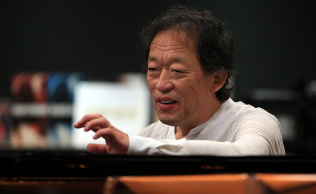 Chung Myung-whun speaks at a press conference on his first piano recital tour at Myeongdong Cathedral in Seoul on Thursday.   Yonhap