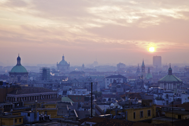An aerial view of Milan.  Bloomberg