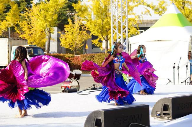 Performers compete in the talent contest at the 2013 GIC Day outside Gwangju World Cup Stadium.   GIC