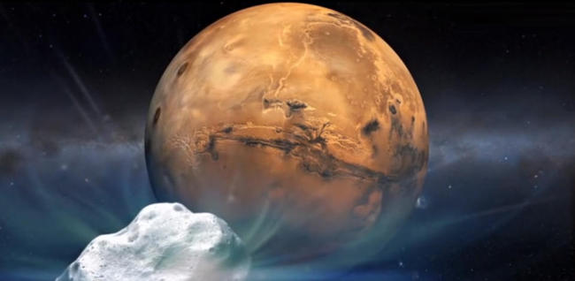 A NASA illustration of the Comet Siding Spring and Mars   AFP-Yonhap