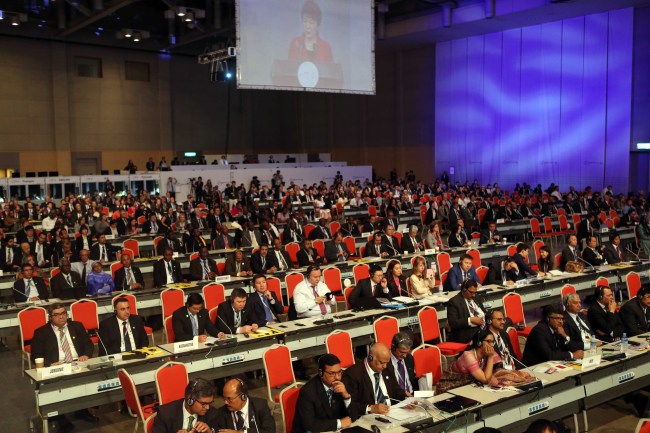 ICT officials from some 170 countries take part in the three-week ITU conference at BEXCO in Busan on Monday.   Yonhap