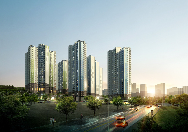 A rendition of the Central Prugio apartment complex in Bongdam in Hwaseong, Gyeonggi Province.   Daewoo E&C