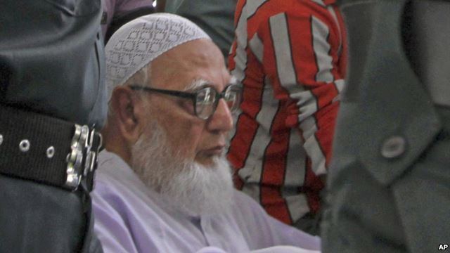 Former chief of Bangladesh’s Islamic party Jamaat-e-Islami Ghulam Azam.      AP