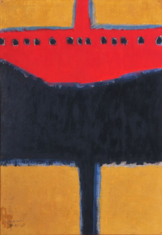 김환기(1913-1974), 7-XII-68 I, 신문지에 유채, 54×37.7cm, 1968