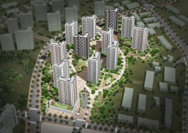 A rendering of the ePyunhansesang apartment complex in Banwol-dong in Hwaseong, Gyeonggi Province.   Daelim