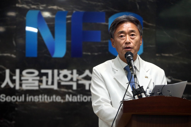 NFS Seoul chief Choi Young-shik speaks to reporters on Monday.  (Yonhap)