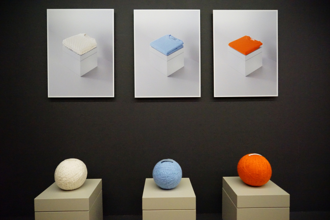 Yarn balls made of knitting threads from last season’s sweaters (Dutch Design Awards)