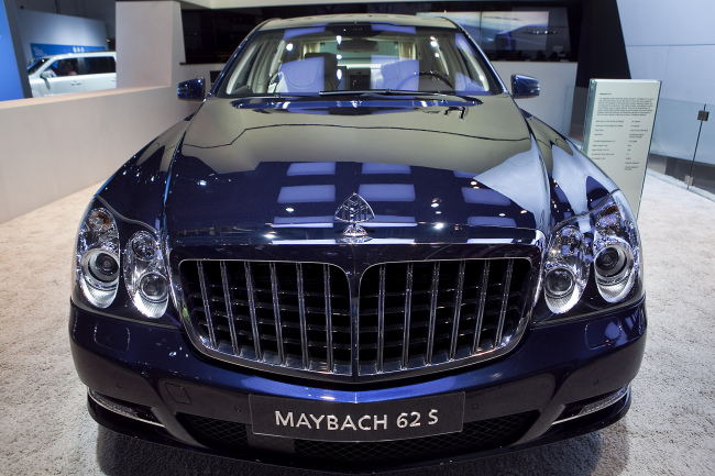 A Daimler AG Maybach 62 S luxury vehicle sits on display during the North American International Auto Show in Detroit, Michigan, on Jan. 12, 2011.   Bloomberg