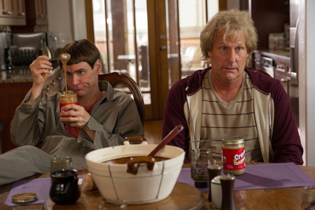 Jim Carrey and Jeff Daniels reprise their signature roles as Lloyd and Harry in Dumb and Dumber To.   MCT