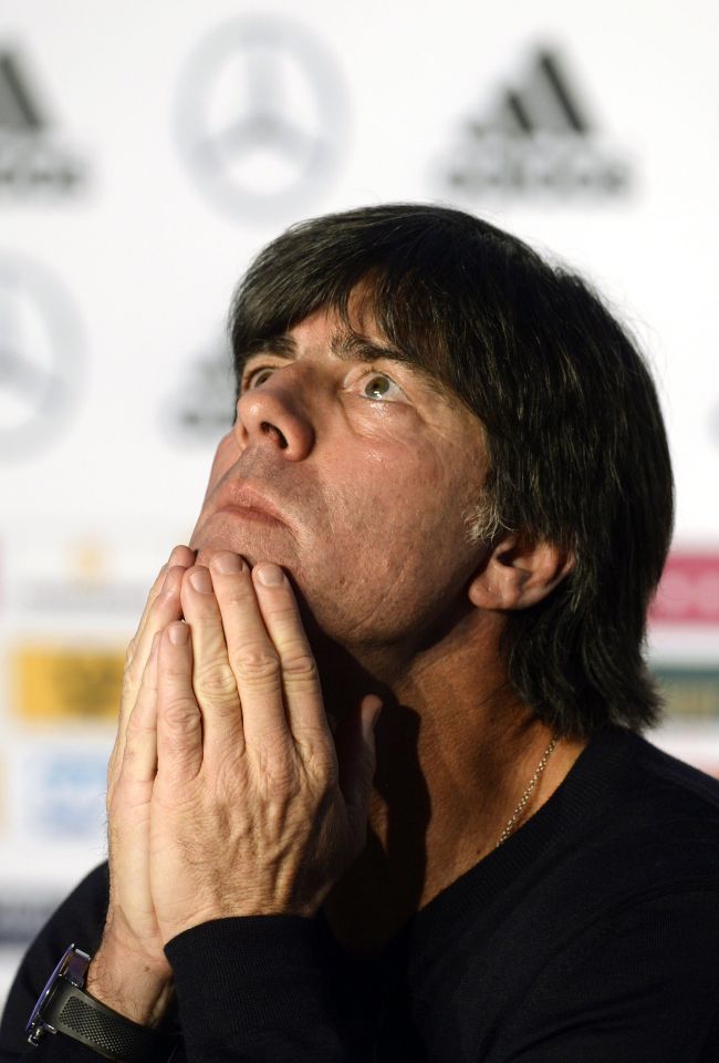 <YONHAP PHOTO-2675> Germany's national football team coach Joachim Loew attends a press conference at the stadium in Nuremberg, southern Germany, on November 13, 2014, ahead of the Euro 2016 qualifying game against Gibraltar on November 14. AFP PHOTO/CHRISTOF STACHE../2014-11-13 23:28:31/ <저작권자 ⓒ 1980-2014 ㈜연합뉴스. 무단 전재 재배포 금지.>
Germany’s coach Joachim Loew   AFP-Yonhap