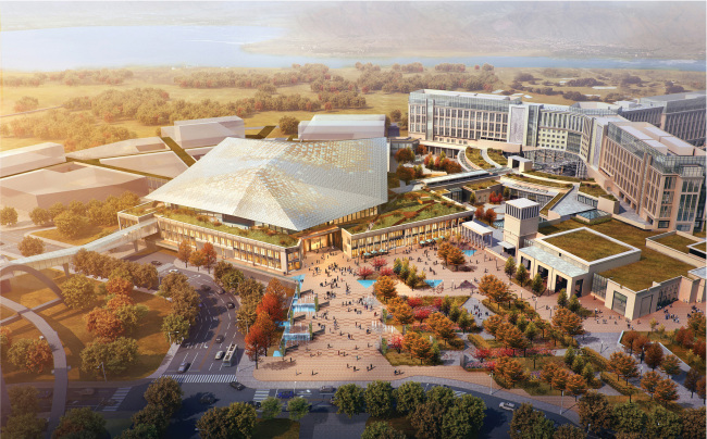 A rendering of Paradise City, a casino-driven integrated resort complex scheduled to be completed on Yeongjongdo Island, Incheon, by 2017   Paradise Sega Sammy
A rendering of Paradise City, a casino-driven integrated resort complex scheduled to be completed on Yeongjongdo Island, Incheon, by 2017.   Paradise Sega Sammy