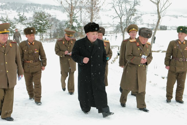 North Korean leader Kim Jong-un visits Unit 1313 under the Reconnaissance General Bureau, the top military intelligence entity, as the unit conducts a winter exercise in this photo released by the North’s official Korean Central News Agency on Friday.   Yonhap