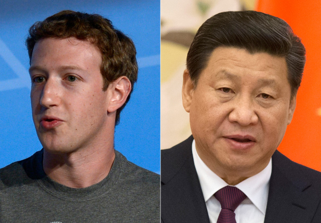 Facebook CEO Mark Zuckerberg (left) and Chinese President Xi Jinping.   AP-Yonhap