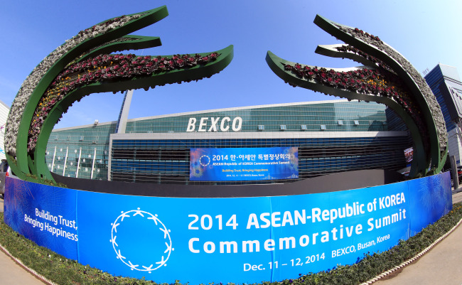 The BEXCO convention center in Busan stands ready for the ASEAN-Korea summit on Tuesday.   Yonhap
The BEXCO convention center in Busan stands ready for the ASEAN-Korea summit on Tuesday.   Yonhap
The BEXCO convention center in Busan stands ready for the ASEAN-Korea summit on Tuesday.   Yonhap
The BEXCO convention center in Busan stands ready for the ASEAN-Korea summit on Tuesday.   Yonhap
The BEXCO convention center in Busan stands ready for the ASEAN-Korea summit on Tuesday.   Yonhap
The BEXCO convention center in Busan stands ready for the ASEAN-Korea summit on Tuesday.   Yonhap