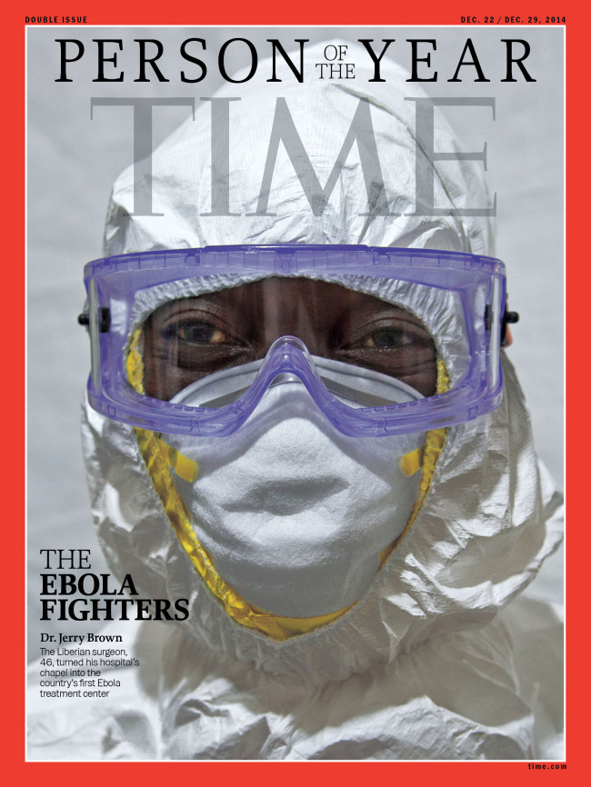 This image provided by Time Magazine, announces the Ebola fighters as its Person of The Year for 2014.    AP-Yonhap