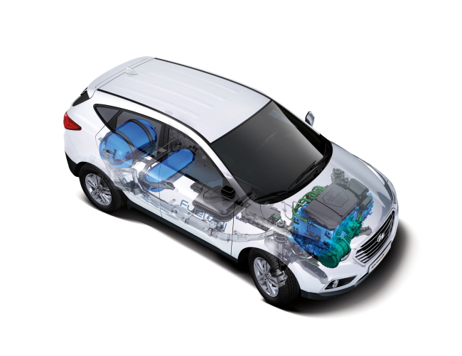 The powertrain of the Hyundai Tucson Fuel Cell. Hyundai Motor