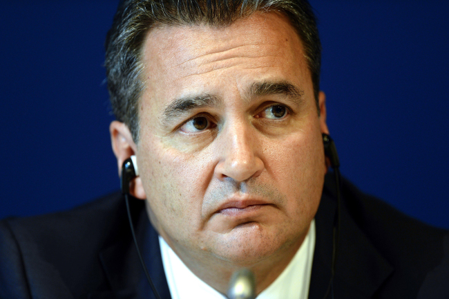 <YONHAP PHOTO-0073> FILE - This is a Friday, 27. July 2012, file photo of Chairman of the two chambers of the new FIFA Ethics Committee Michael Garcia from the US during a press conference at the Home of FIFA in Zurich, Switzerland. It is announced Wednesday Dec. 17, 2014, that Michael Garcia has resigned as FIFA's ethics prosecutor, citing a "lack of leadership" at football's world governing body in its handling of his World Cup bid corruption investigation. (AP Photo/Keystone, Walter Bieri, File)/2014-12-18 00:50:35/ <저작권자 ⓒ 1980-2014 ㈜연합뉴스. 무단 전재 재배포 금지.>
Michael Garcia    AP-Yonhap
Michael Garcia.    AP-Yonhap