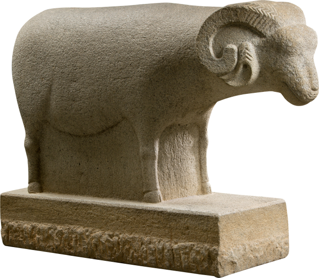 Ancient Koreans placed stone statues of sheep outside tombs as guardians.    National Folk Museum
Ancient Koreans placed stone statues of sheep outside tombs as guardians.    National Folk Museum